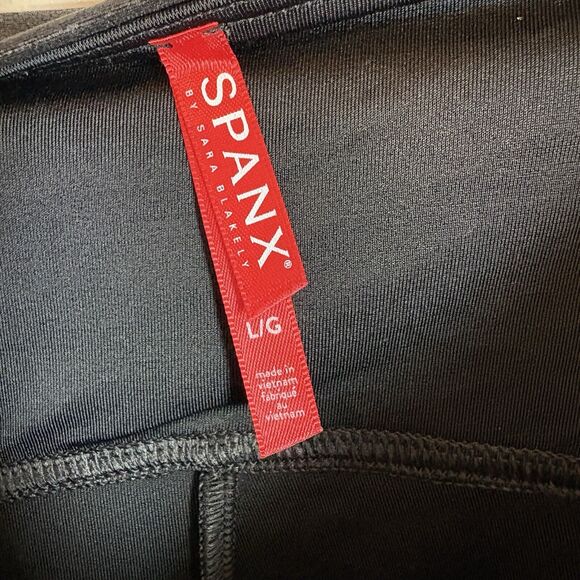 SPANX Women’s Faux Leather Leggings High Rise Black #20136R Sz L Lifting - Picture 3 of 7